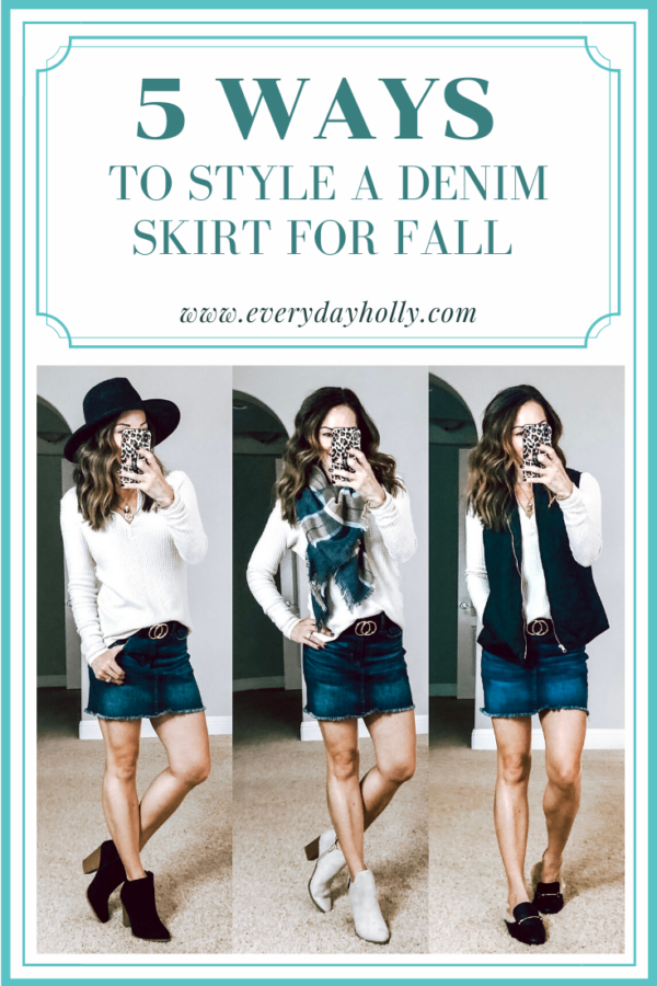 5 Ways to Style a Denim Skirt for Fall - Everyday Holly