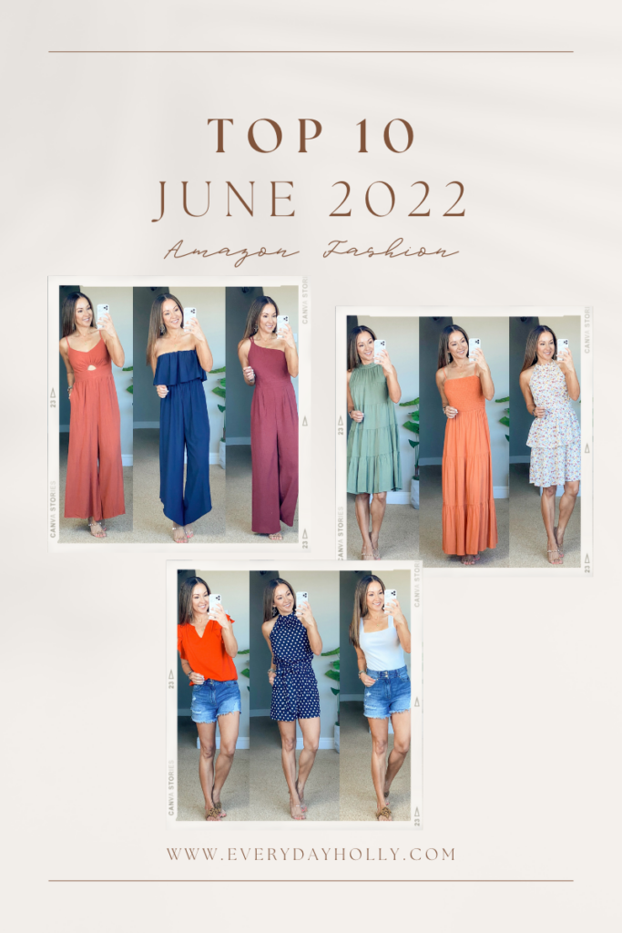 Summer outfits and top sellers for June! I am 5'1" and Wearing the smallest size in everything. Shoes tts. Petite friendly jumpsuits// summer jumpsuit // special occasion outfit // two-strap heels // romper // denim shorts // petite friendly dresses // summer dresses
