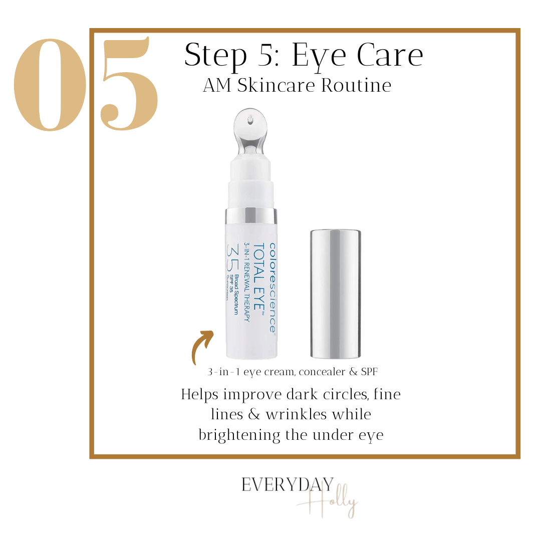 Eye Care | Over 40 Skincare Routine

morning skincare routine, womens skincare, over 40 skincare, eye cream, under eye cream, step 5 under eye cream, 3-in-1 concealer, cream & spf 