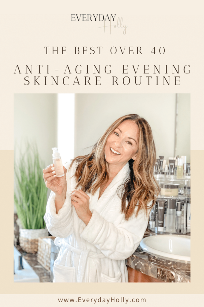 pinterest graphic, anti aging, skincare routine, evening routine, night time routine, pinterest cover image, everydayholly blog 