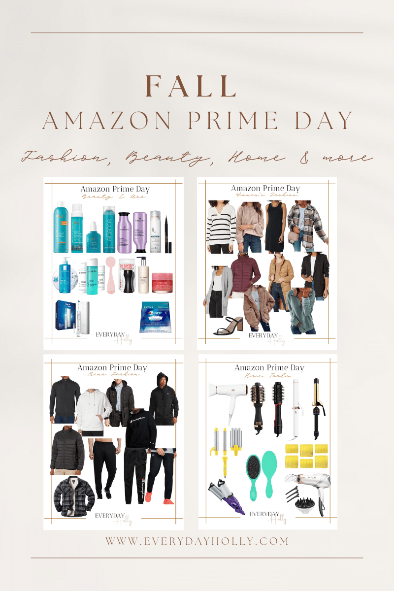 amazon deals, prime day, fall prime day, featured image, collages of amazon prime items, beauty, womens fashion, mens fashion & hair care 