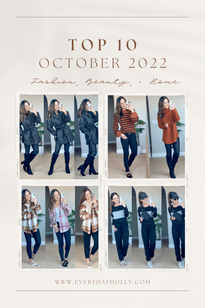 Top 10 fashion sellers for october, blog graphic, collage of images for fall fashion, october favorites 