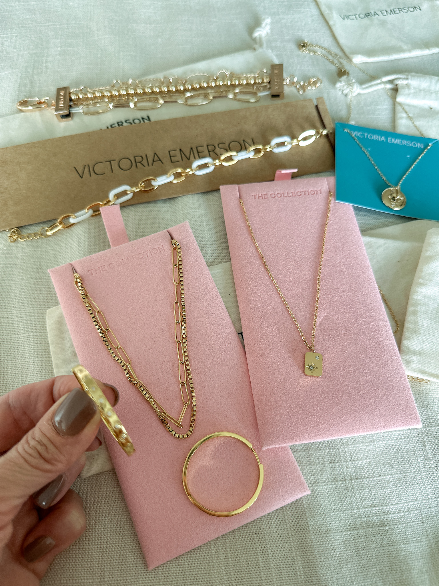 valentines gifts, jewelry, victoria emerson, gold jewelry, necklaces, earrings, hoops, bracelets 