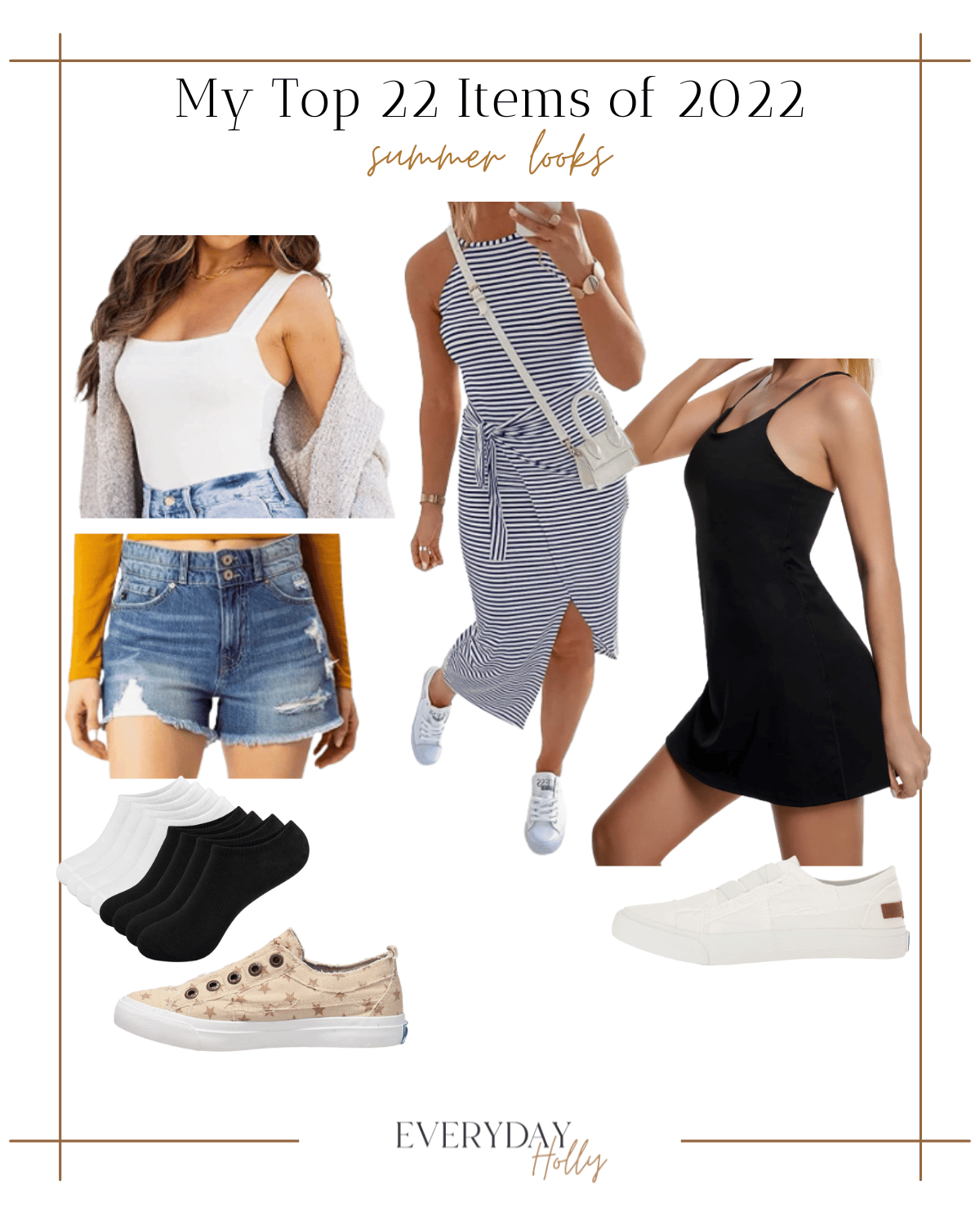 summer looks, top 22 items, amazon fashion items, tank, shorts, dresses, sneakers, shoes, socks, sundresses 