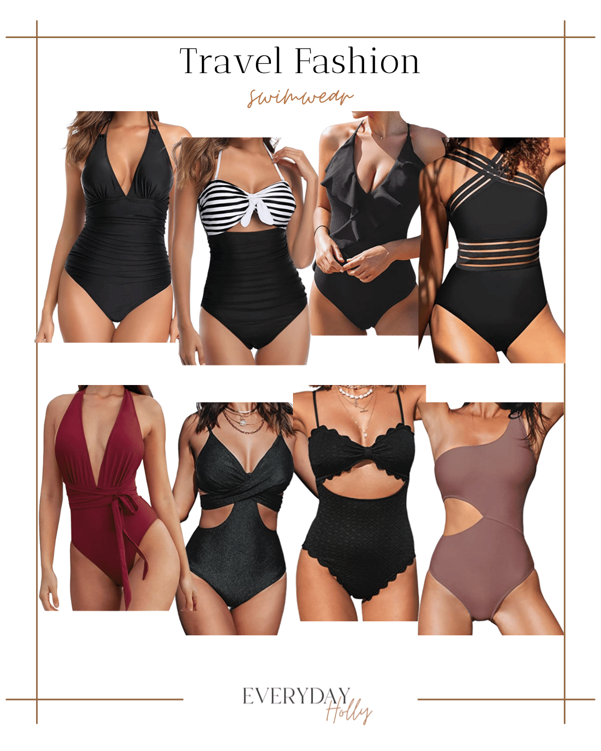 swimwear, bathing suits, black bathing suits, cupshe bathing suits, vacation style, travel fashion, one piece swimwear 