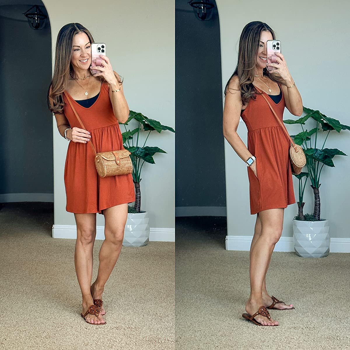 orange romper, sandals, crossbody bag, spring style, summer style, top selling fashion, amazon find, best selling 