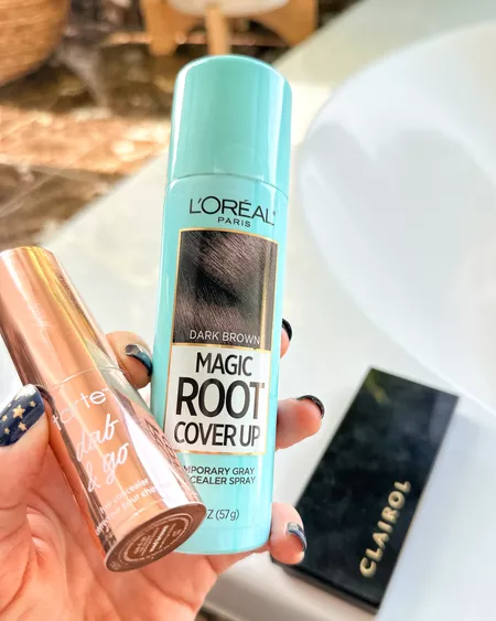 loreal magic root cover up, root touch up, tarte dab and go, beauty essentials