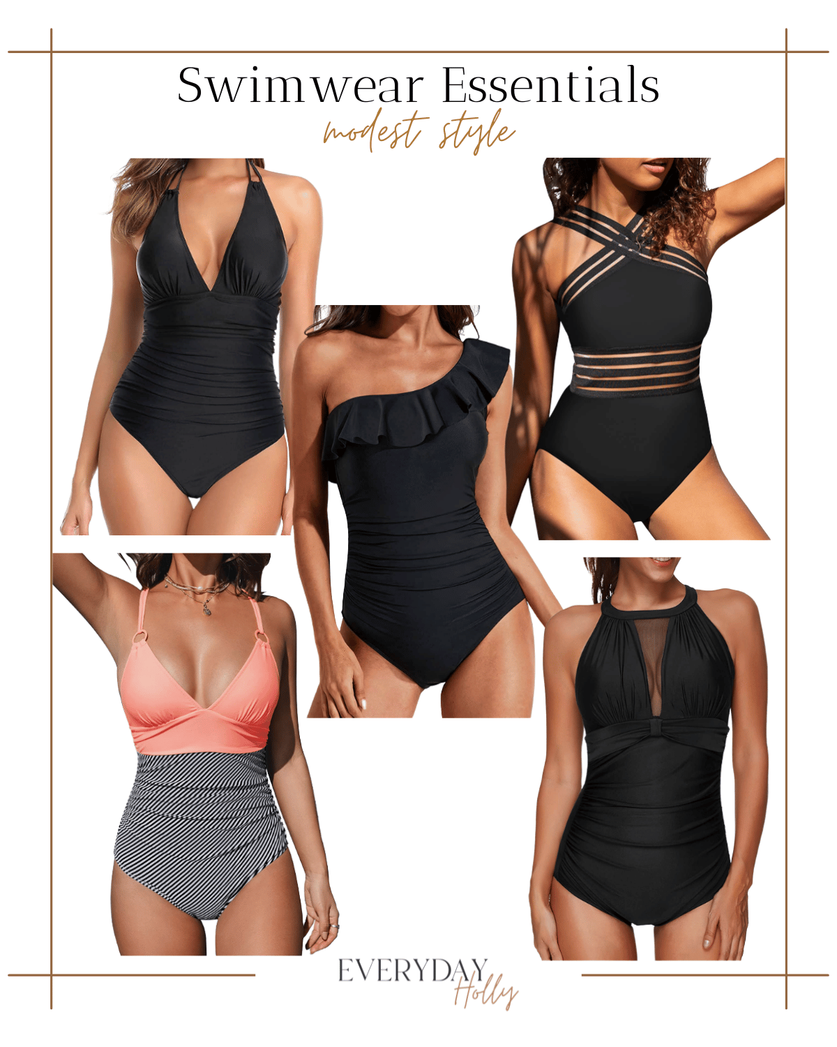 modest style bathing suits, one piece bathing suits, one shoulder swimsuit, swimwear essentials 