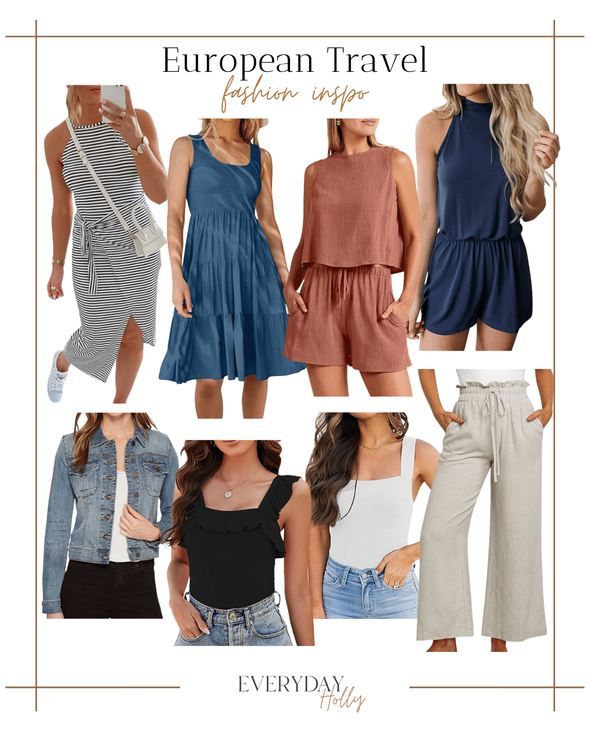 european vacation, outfit inspo, summer outfits, amazon fashion, summer dresses, sundress, bodysuits, linen pants, vacation outfits 