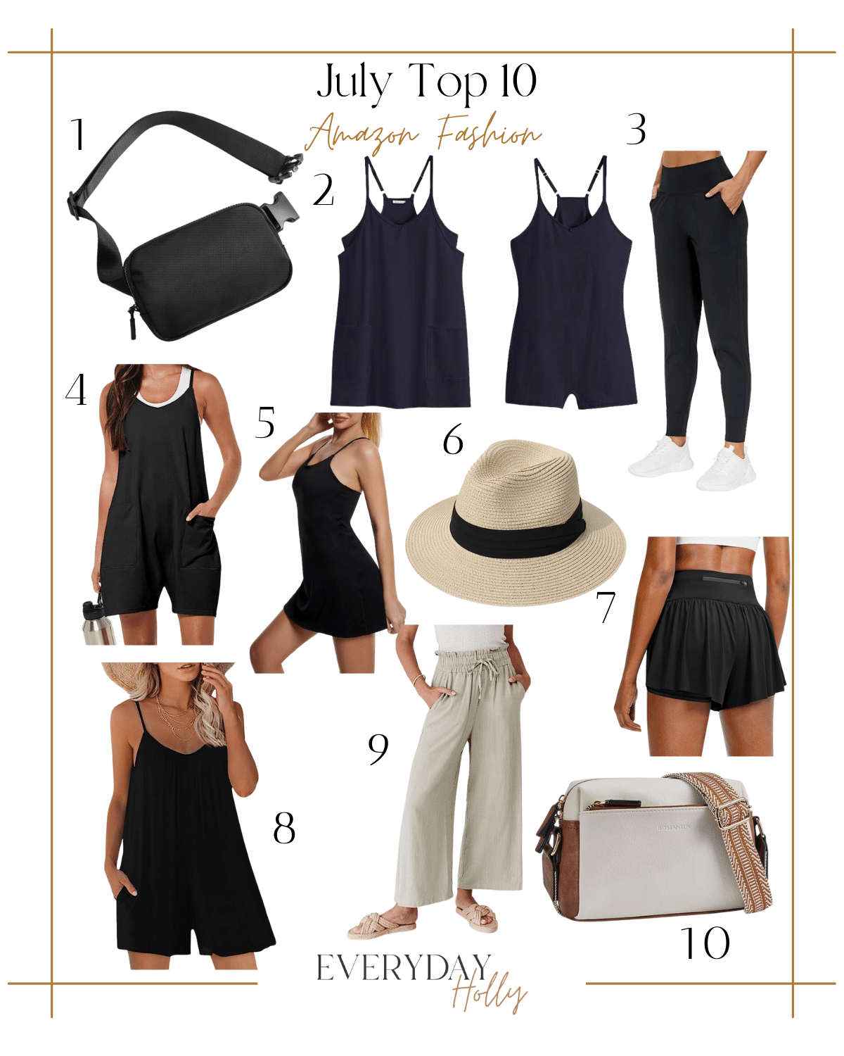 July Top 10 Amazon Fashion | #workoutwear #athleisure #summer #purse #linen #lightweight #loosefit #summerfashion #sunhat #dress #beltbag