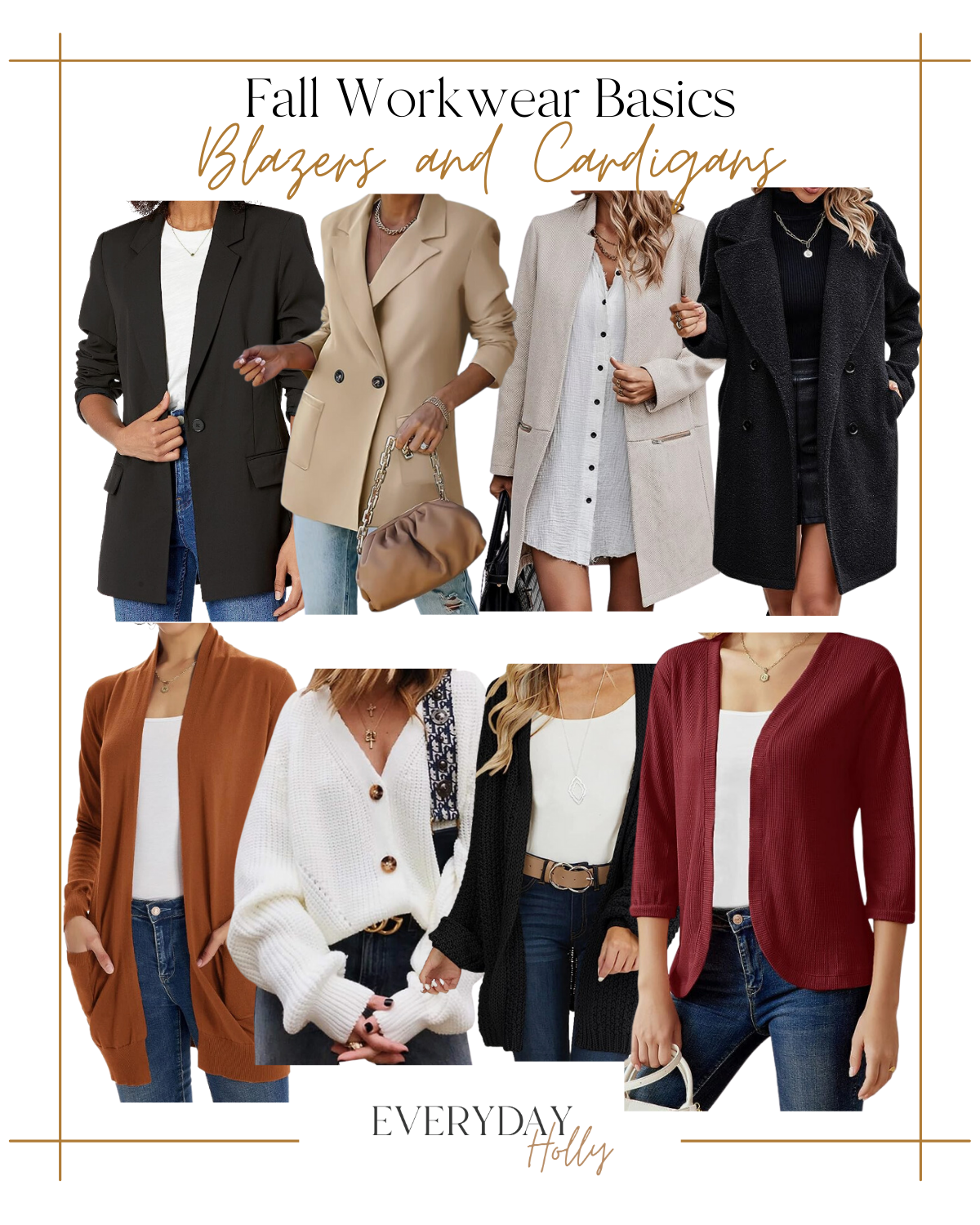 fall workwear basics | #fall #workwear #basics #staple #wardrobe #fashion #capsule #winter #blazer #cardigan #sweater #coat #sherpa #fauxfur
