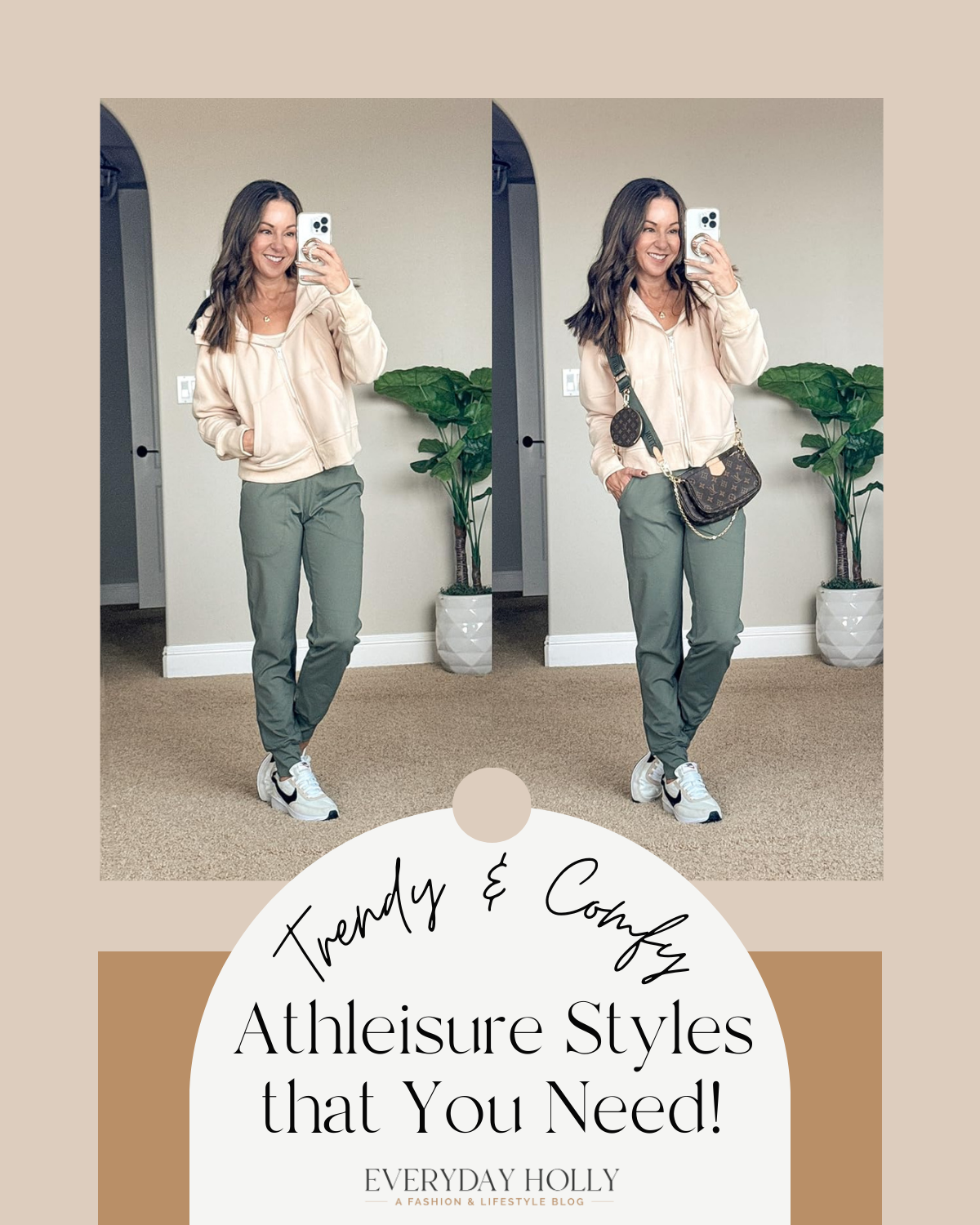 trendy and comfy athleisure styles that you need | #trendy #comfy #athleisure #athletic #joggers #sweatshirts #sneakers #casual #neutral #purse #seamless #pockets #running #exercise