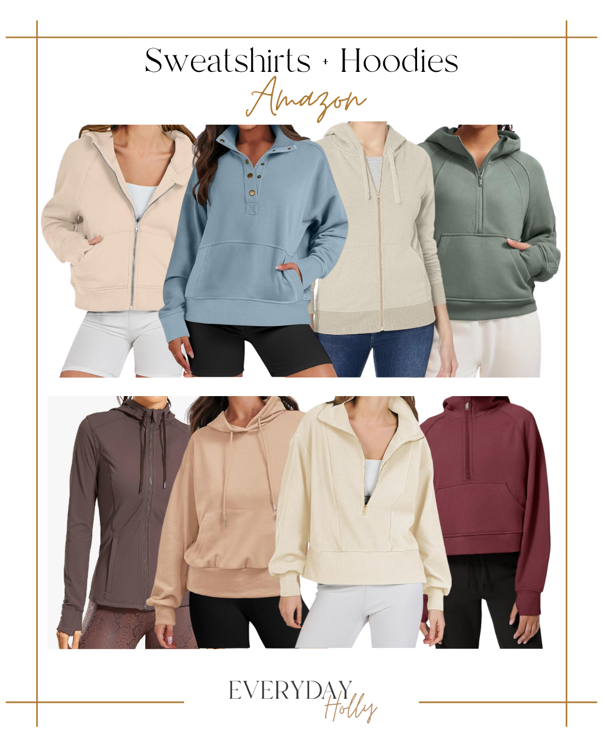 trendy and comfy athleisure styles that you need | #trendy #comfy #athleisure #athletic #sweatshirts #hoodies #jackets #quarterzip #zipup #neutral #workout