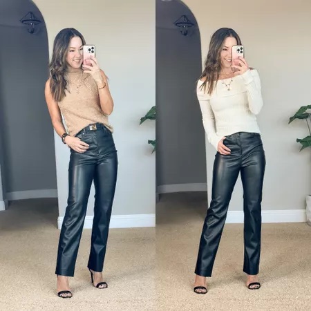shop last minute thanksgiving outfit ideas and decor | #shop #thanksgiving #thanksgivingoutfit #homedecor #falloutfit #fallfashion #sweater #offtheshoulder #fauxleather #pants #heels #slingback #belt #express