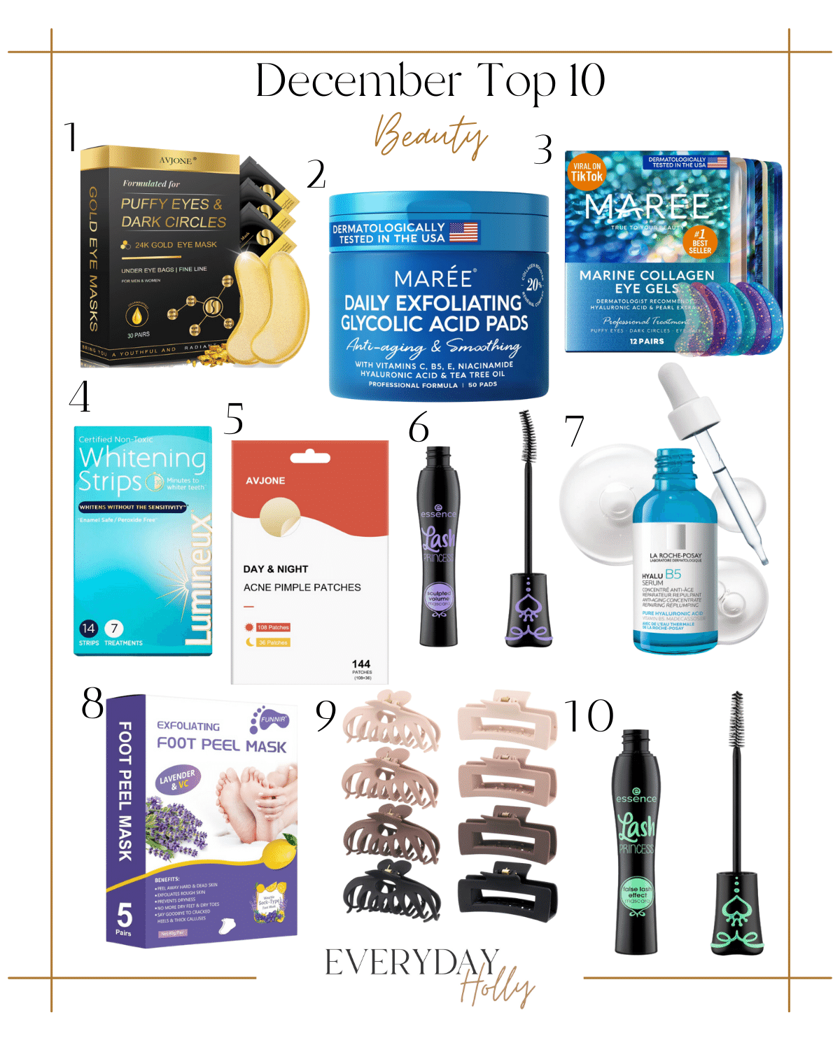 Hottest best sellers from december | #hottest #best #sellers #december #2023 #topseller #beauty #skincare #selfcare #eyemask #pads #larocheposay #mascara #teethwhitening #pimplepatch #clawclip #footpeel #neutral