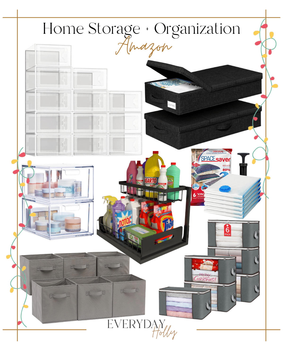 wrap up christmas quality storage and organization | #wrapup #christmas #storage #organization #holidays #homestorage #clothes #underthebed #underthesink #organizer