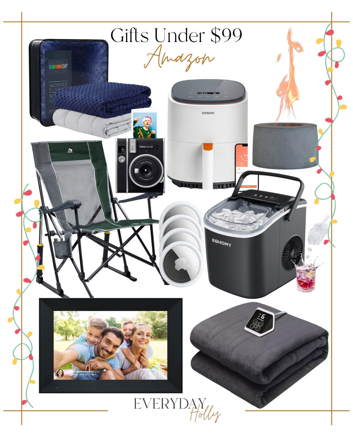 99 last minute gifts under $99 | #last #minute #gifts #giftideas #giftsunder99 #under99 #home #blanket #airfryer #firepit #chair #icemaker #photoframe #heatedblanket #giftsforparents #giftsfordad #giftsformom