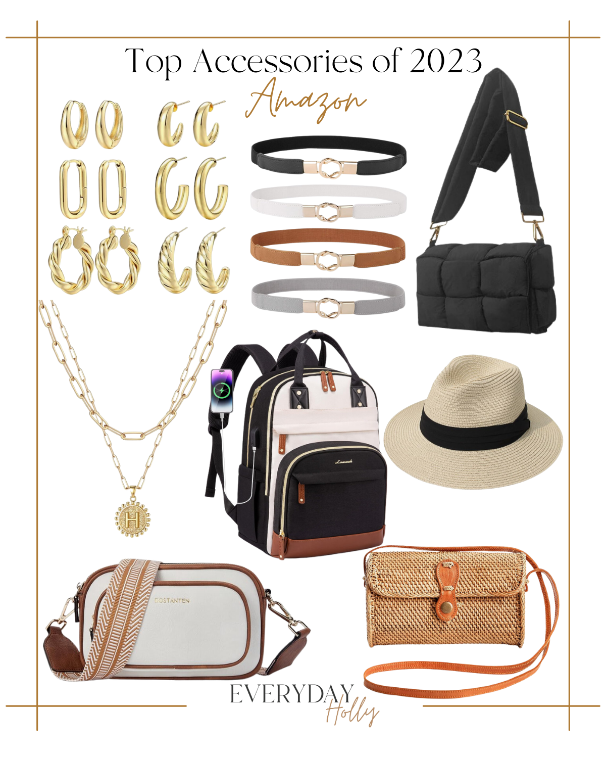 top 23 fashion favorites of 2023 | top 23 of 2023, fashion, fashion favorites, fashion finds, outfit inspo, accessories, jewelry, handbag, purse, backpack, hat, rattan, vacation