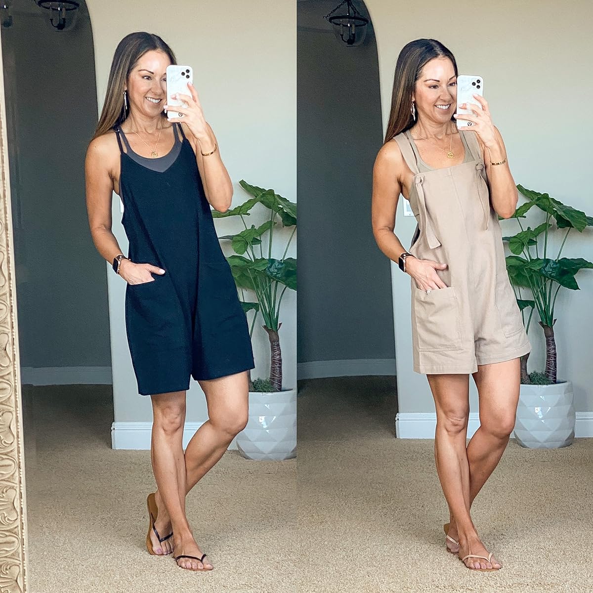 top 23 fashion favorites of 2023 | top 23 of 2023, fashion, fashion favorites, fashion finds, outfit inspo, summer outfit, spring outfit, romper, overalls, sandals, neutral, spaghetti strap