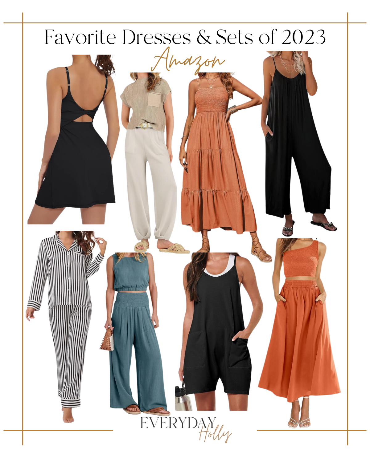 top 23 fashion favorites of 2023 | top 23 of 2023, fashion, fashion favorites, fashion finds, outfit inspo, dresses, matching sets, romper, two piece set, summer outfit, spring outfit, pajamas