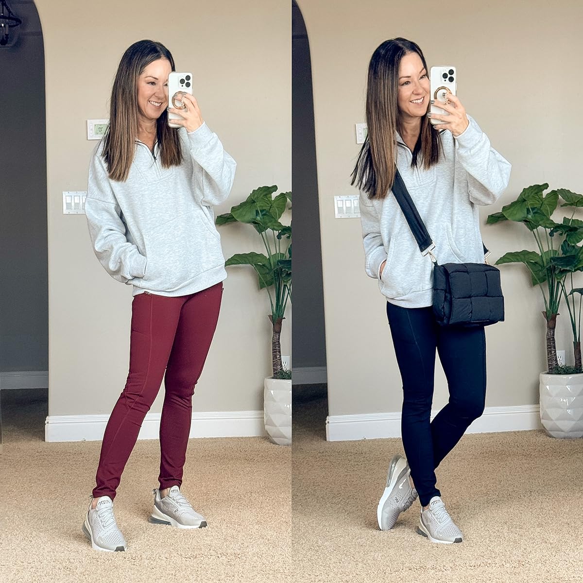 top 23 fashion favorites of 2023 | top 23 of 2023, fashion, fashion favorites, fashion finds, outfit inspo, leggings, fleece lined, sweater, purse, puffer purse