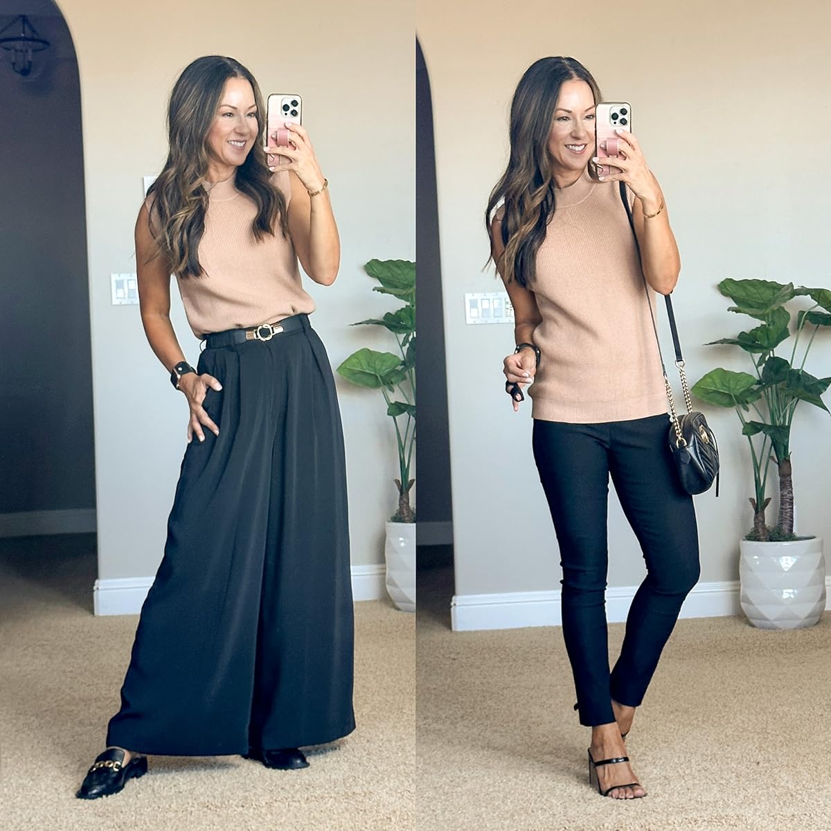 top 23 fashion favorites of 2023 | top 23 of 2023, fashion, fashion favorites, fashion finds, outfit inspo, workwear, workwear outfit, neutral, wide leg pants, mules, heels, sweater, mock neck