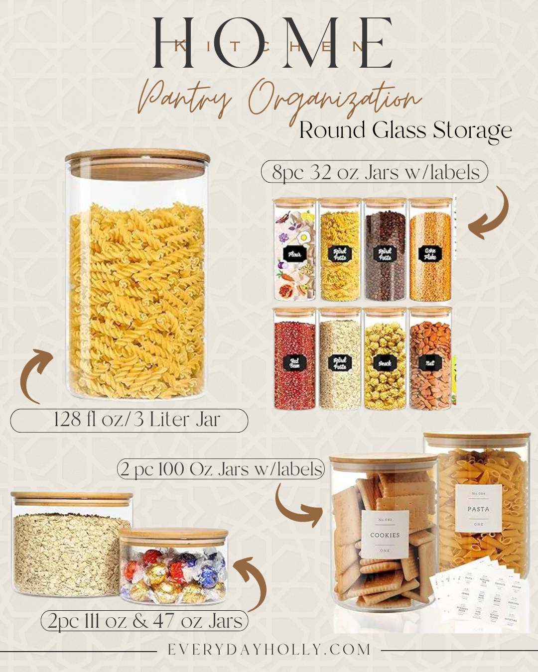 unlocking pantry perfection: insider look into a clutter-free kitchen | pantry, pantry organization, clutter-free, kitchen, dry storage, food storage, glass storage, bamboo, round jar, minimalist label, pantry