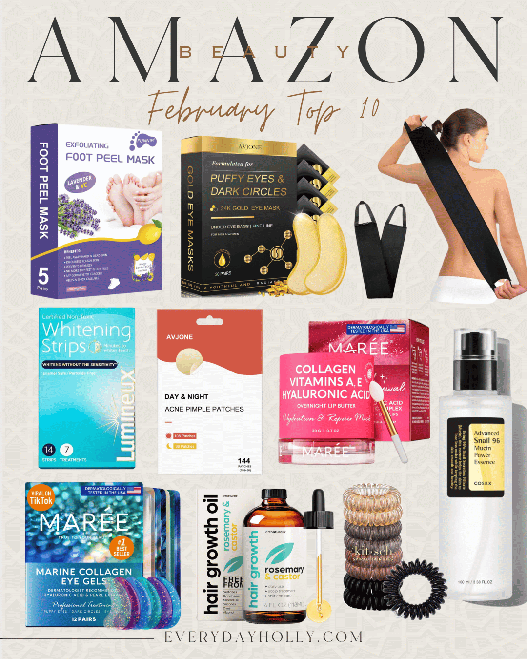 Top 10 Hottest Best Sellers from February | best sellers, fashion, beauty, home, monthly top sellers, amazon, February best sellers, beauty, skin care, self tanner, eye mask, teeth whitening, lip mask, hair tie, rosemary oil