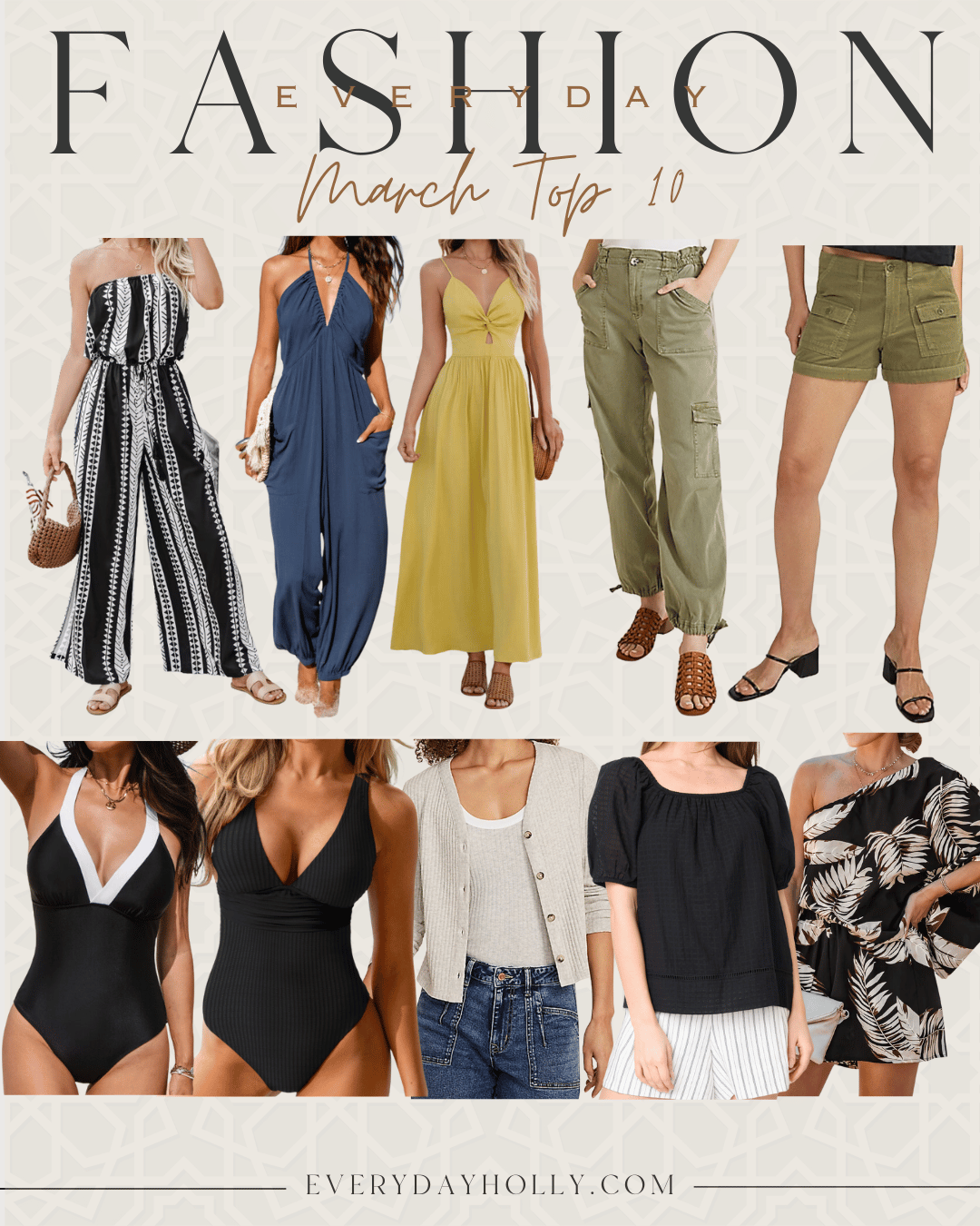 top 10 hottest best sellers from march | best sellers, top seller, march, fashion, fashion favorite, everyday fashion, cargo pants, cargo shorts, romper, jumpsuit, spring dress, maxi dress, cupshe, gibsonlook, maurice's, cardigan