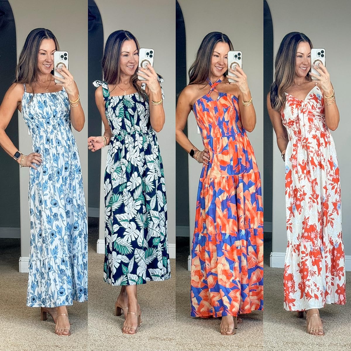 Spring into the season with these must-see dresses, accessories, and more | spring, spring fashion, spring dress, spring dresses, maxi dress, floral dress, halter dress, vacation outfit, resort wear, resort style, heels
