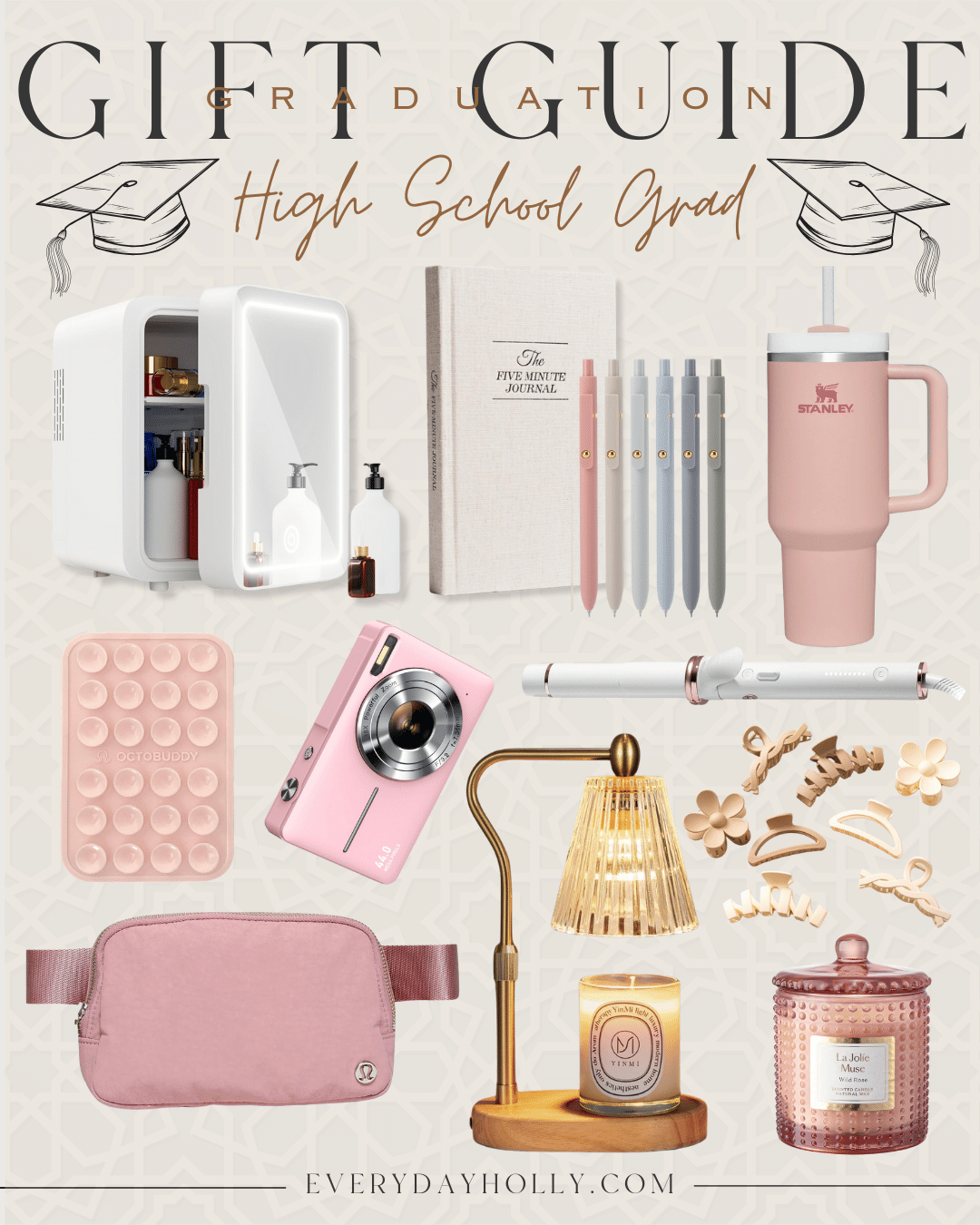 45 gift ideas for the graduate in your life | gift guide, gift ideas, graduation gift, graduate, high school grad, college grad, skincare., beauty, journal, stanley, phone accessories, curling iron, gifts for her, gifts for teen girl