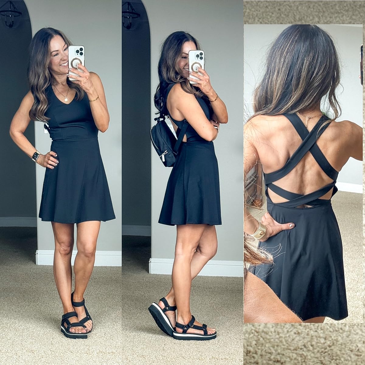 may outfit recap: trending fashion and favorite finds | may, outfit round up, fashion, trending fashion, affordable fashion, summer outfit inspo, activewear, tennis dress, theme park outfit, sandals, black dress