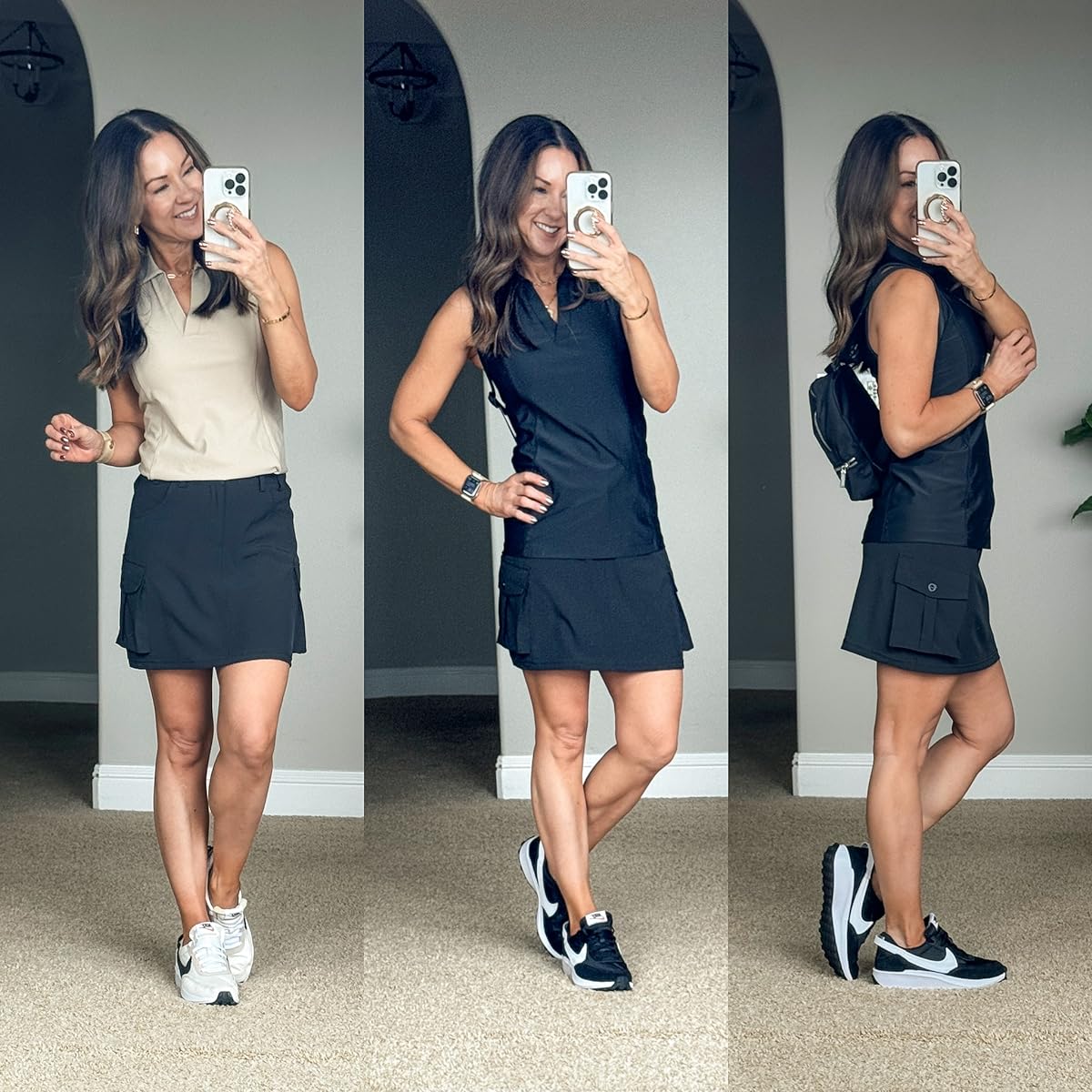may outfit recap: trending fashion and favorite finds | may, outfit round up, fashion, trending fashion, affordable fashion, summer outfit inspo, athleisure, athletic outfit, cargo skort, neutral fashion