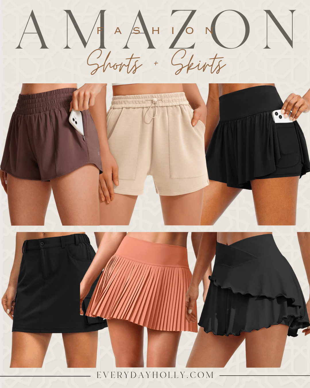new and trending activewear + athleisure styles amazon | activewear, athleisure, workout clothes, gym outfit, gym clothes, amazon fashion, shorts, skirts, tennis skirt, pleated skirt, loungewear