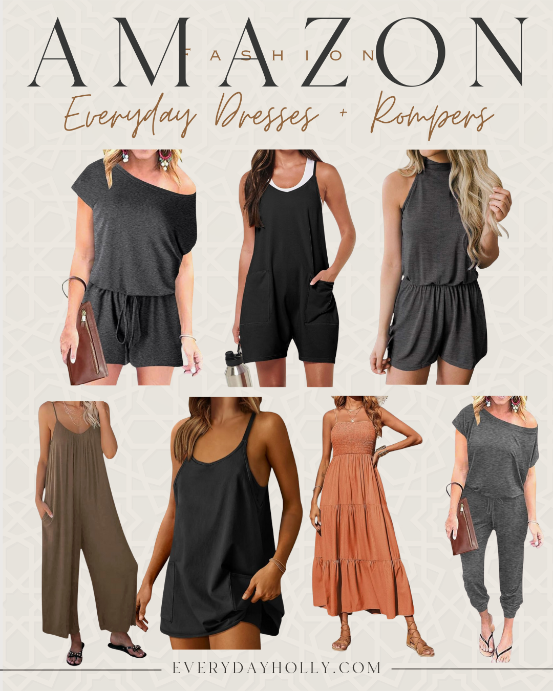 summer wardrobe essentials affordable everyday and casual outfit ideas | summer, summer outfit, everyday outfit, casual outfit, amazon, dresses, summer dress, maxi dress, romper, loungewear, jumpsuit