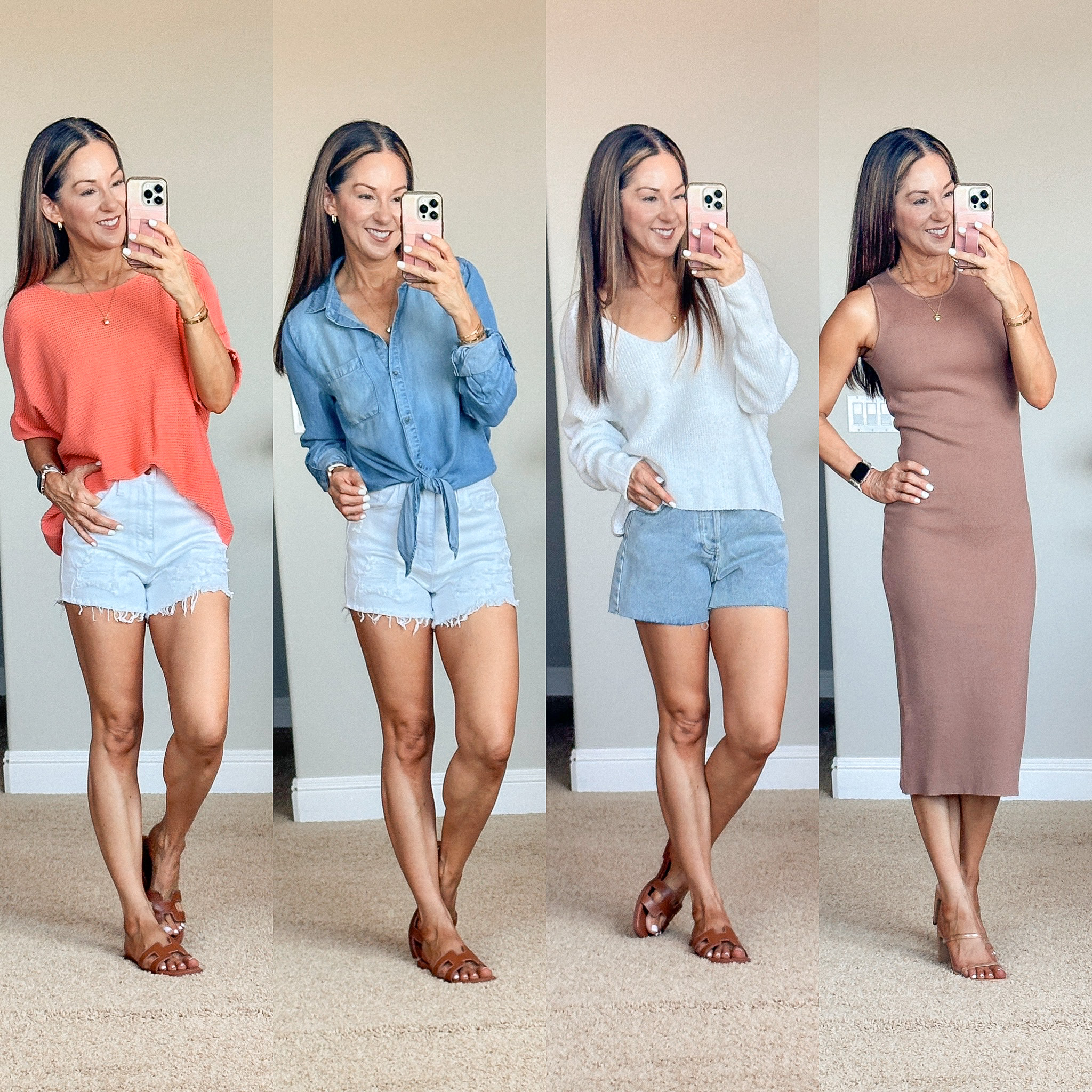 july style recap shop teacher outfits, summer styles and more | july, style recap, outfit recap, summer fashion, trending fashion, pink lily, casual outfit, everyday style, denim shorts, midi dress