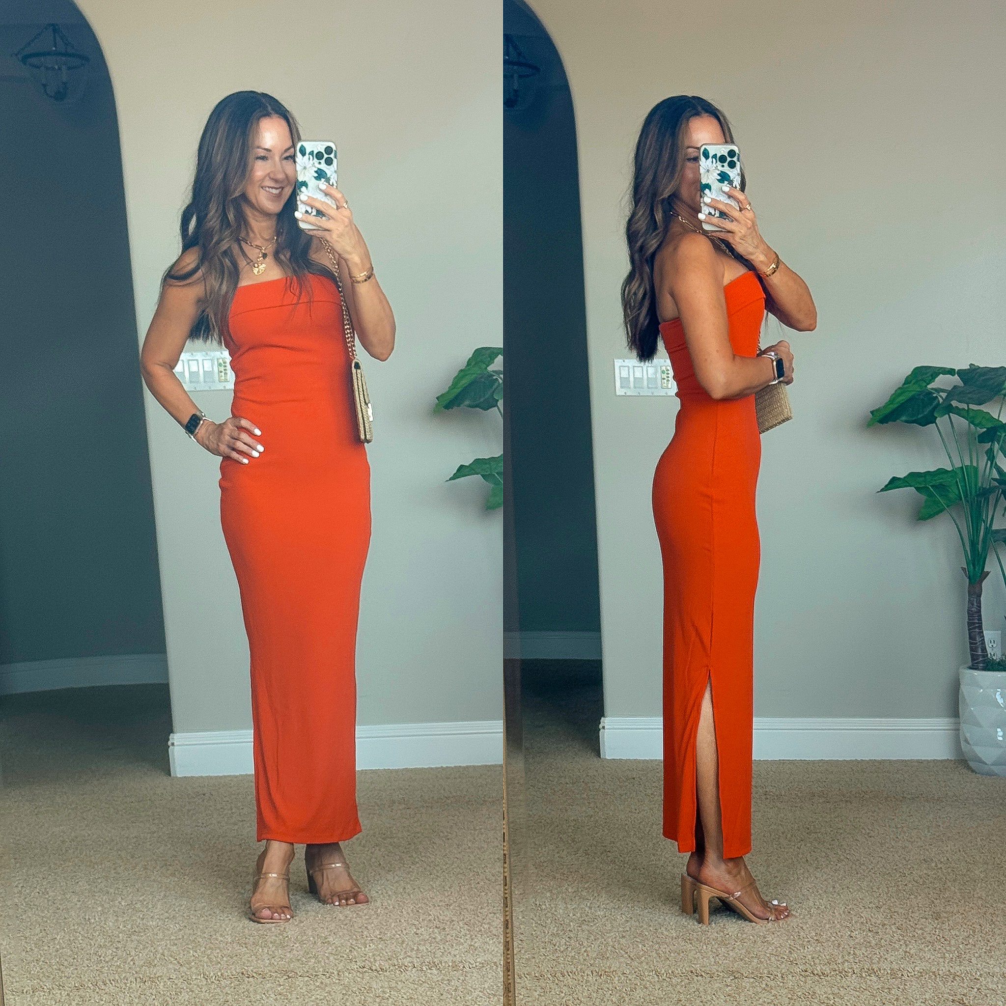 july style recap shop teacher outfits, summer styles and more | july, style recap, outfit recap, summer fashion, trending fashion, maxi dress, date night inspo, strapless dress, clutch, dinner outfit