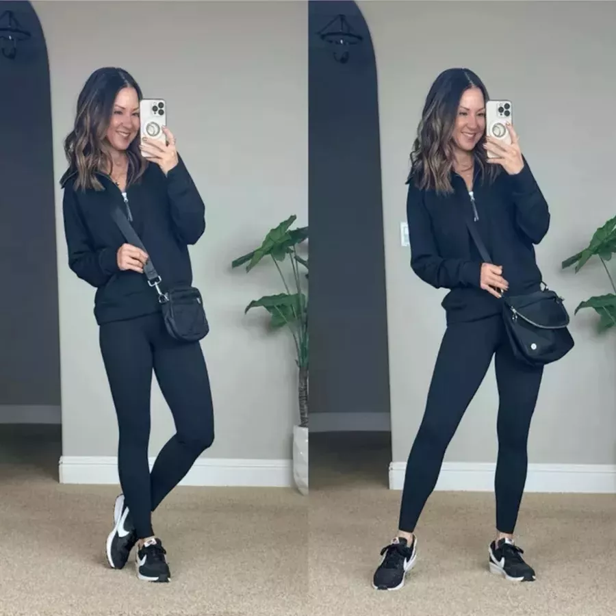 Winter Wardrobe Must-Haves: 23+ Elevated Legging Outfits to Try Now  | amazon fashion, amazon outfits, outfit inspo, winter outfits, leggings outfit, leggings, black leggings, sneaker, spanx, spanx jacket