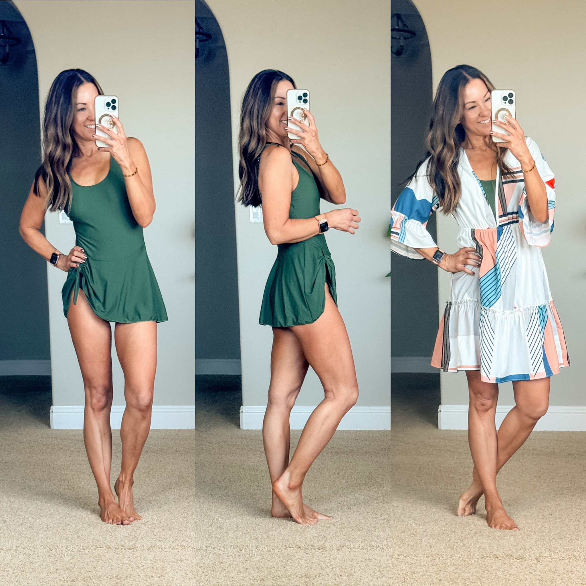 Rounding Up The Best Swimsuits for Your Next Getaway! : coverups, swimsuits, bikinis, strappy swimsuit, one pieces, outfit ideas, cover up, mesh skirts, amazon finds, beach coverup, resort wear, green swim dress