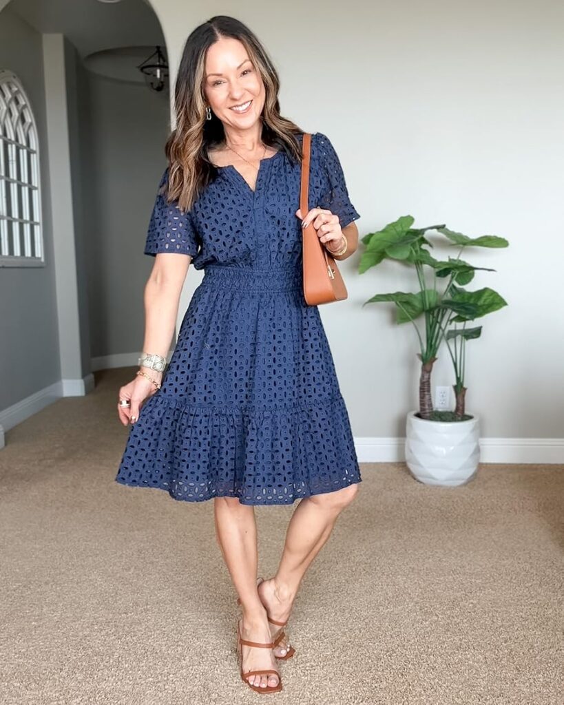 Summer Fashion Finds | Summer Trends | Trending Fashion | Navy Blue | Women's Fashion | Wedding Guest dress | linen | butter yellow | sandals
