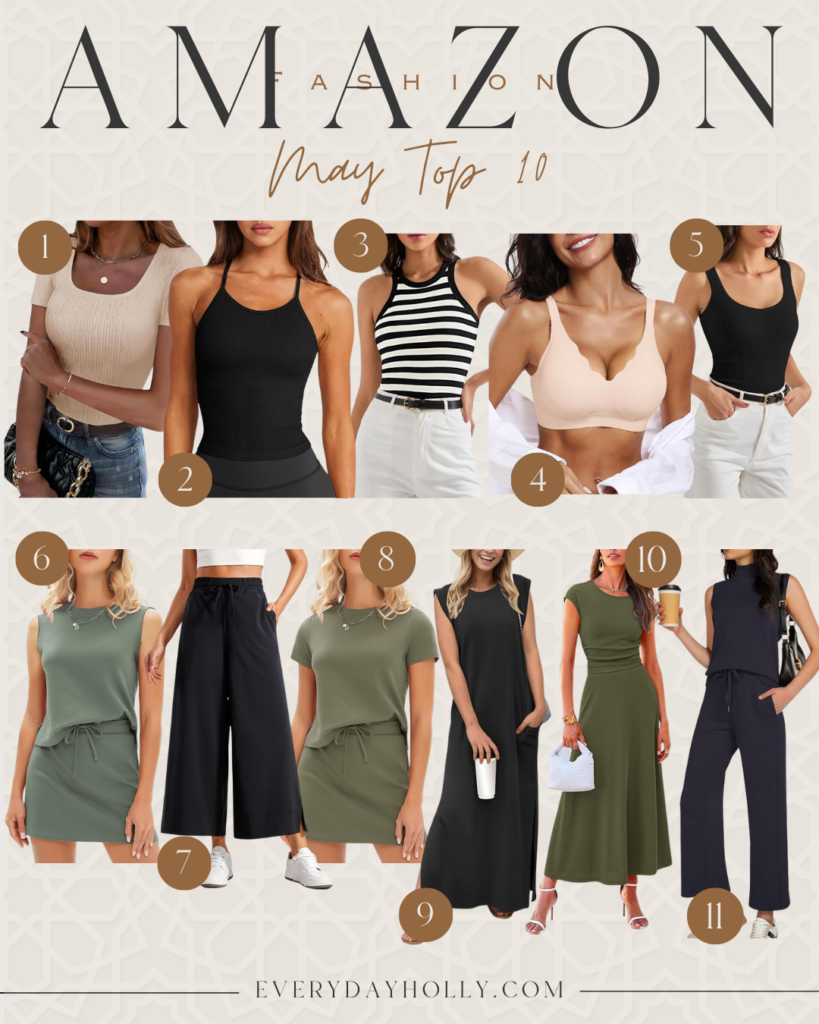 May Top 10 fashion bestsellers, fashion finds, women's fashion, athleisure, comfy, seamless bras, matching two piece sets, built in bra, target fashion, outfit inspo