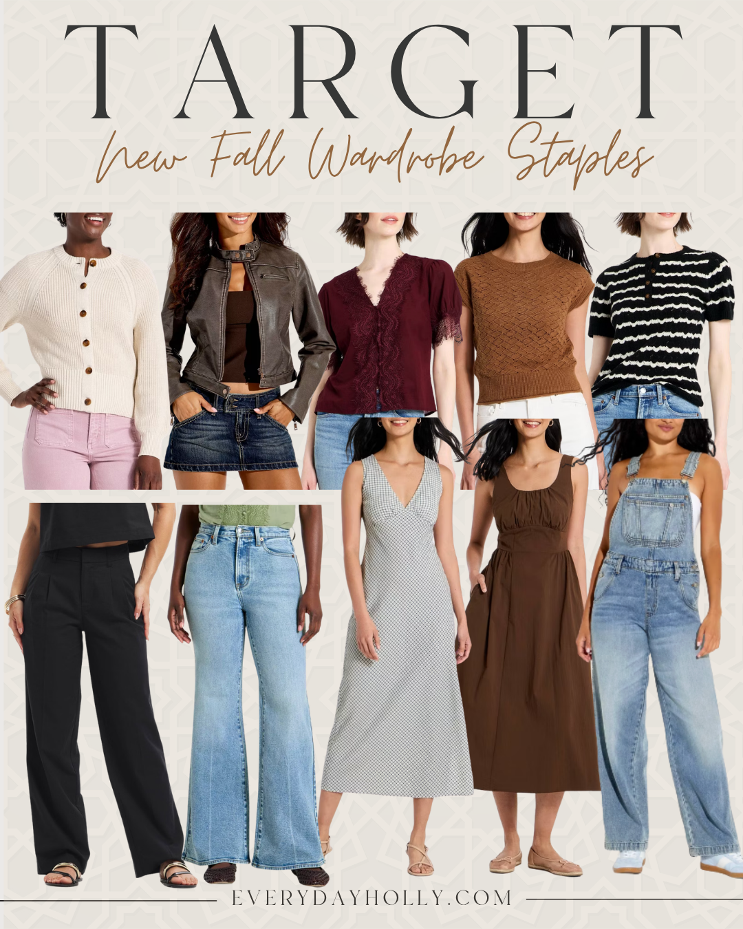 Target fall clothing finds featuring versatile wardrobe staples, including sweaters, denim, and seasonal outfits for everyday wear.