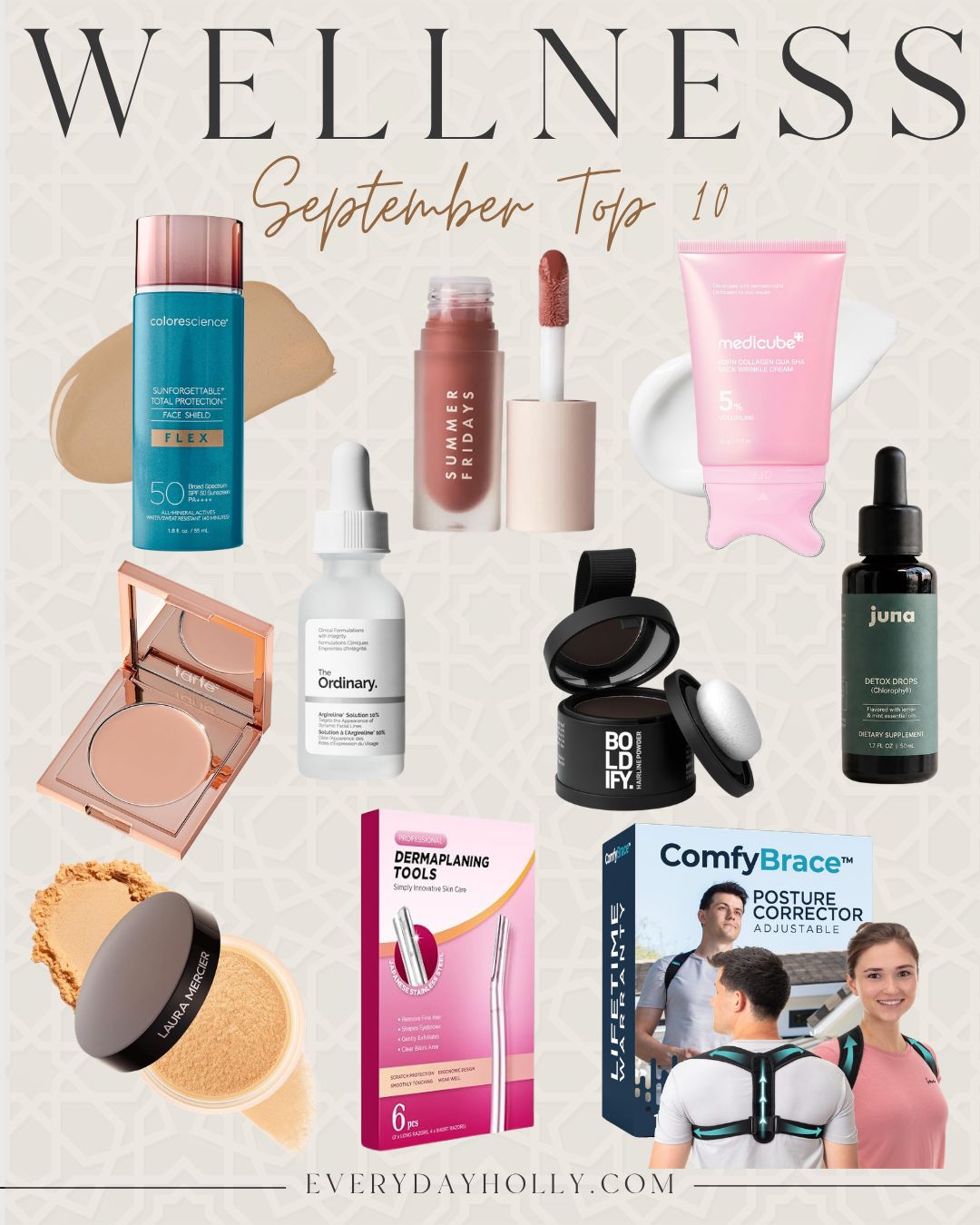 September 2026 favorites featuring fall fashion finds, everyday outfits, beauty products, skincare, makeup, and wellness essentials from Everyday Holly.
